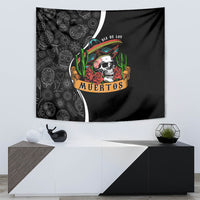 Mexico Day Of The Dead Tapestry Sombrero Sugar Skull With Roses - Wonder Print Shop