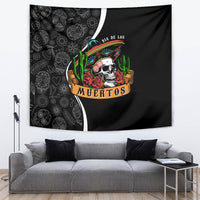 Mexico Day Of The Dead Tapestry Sombrero Sugar Skull With Roses - Wonder Print Shop