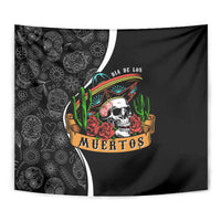 Mexico Day Of The Dead Tapestry Sombrero Sugar Skull With Roses - Wonder Print Shop
