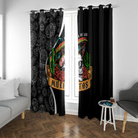 Mexico Day Of The Dead Window Curtain Sombrero Sugar Skull With Roses - Wonder Print Shop