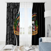 Mexico Day Of The Dead Window Curtain Sombrero Sugar Skull With Roses - Wonder Print Shop