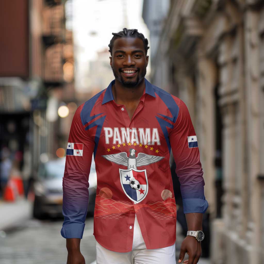 Afro-Panama Football 2026 Custom Long Sleeve Button Shirt La Marea Roja Making History - Wonder Print Shop
