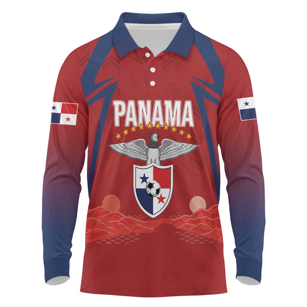 Afro-Panama Football 2026 Custom Long Sleeve Polo Shirt La Marea Roja Making History - Wonder Print Shop