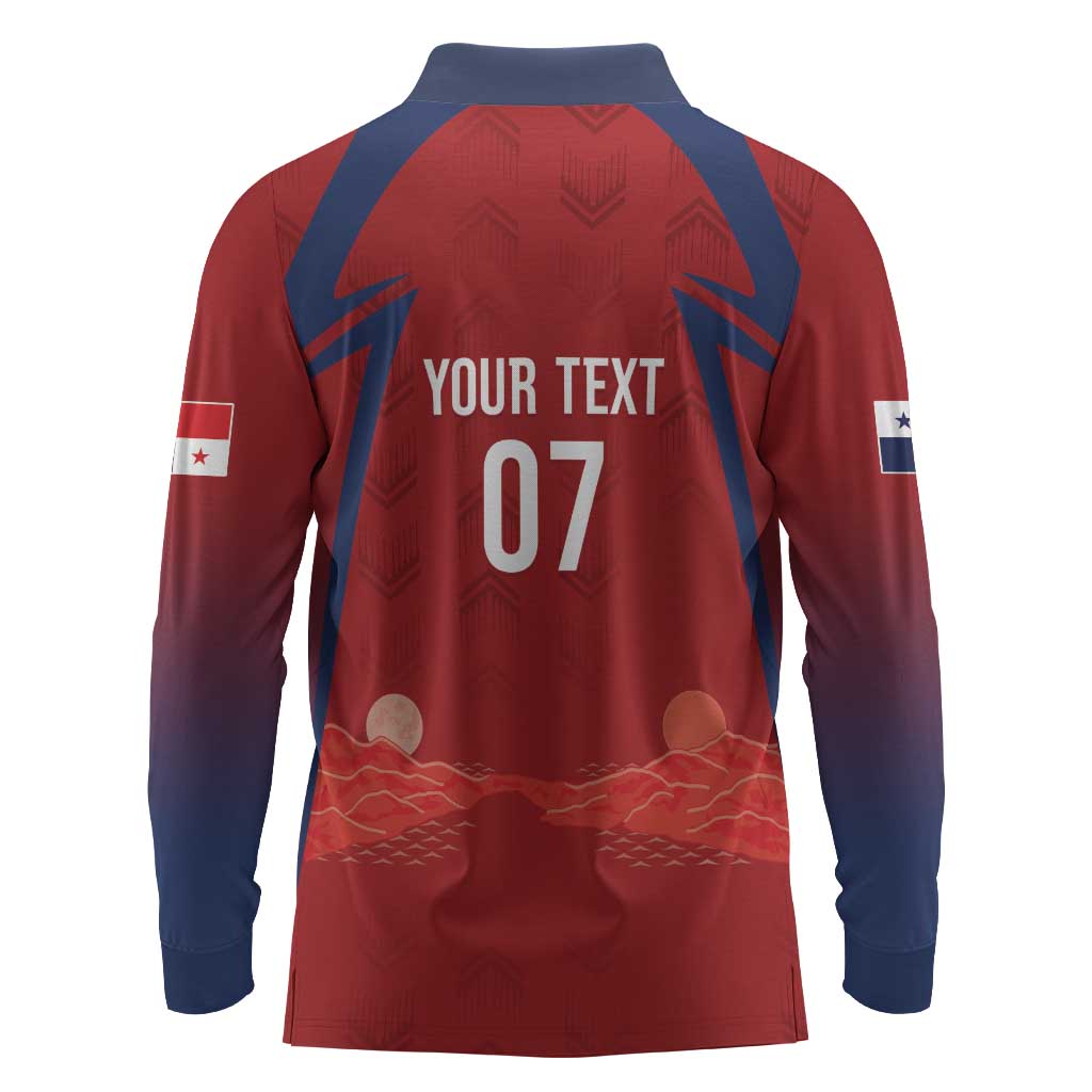 Afro-Panama Football 2026 Custom Long Sleeve Polo Shirt La Marea Roja Making History - Wonder Print Shop