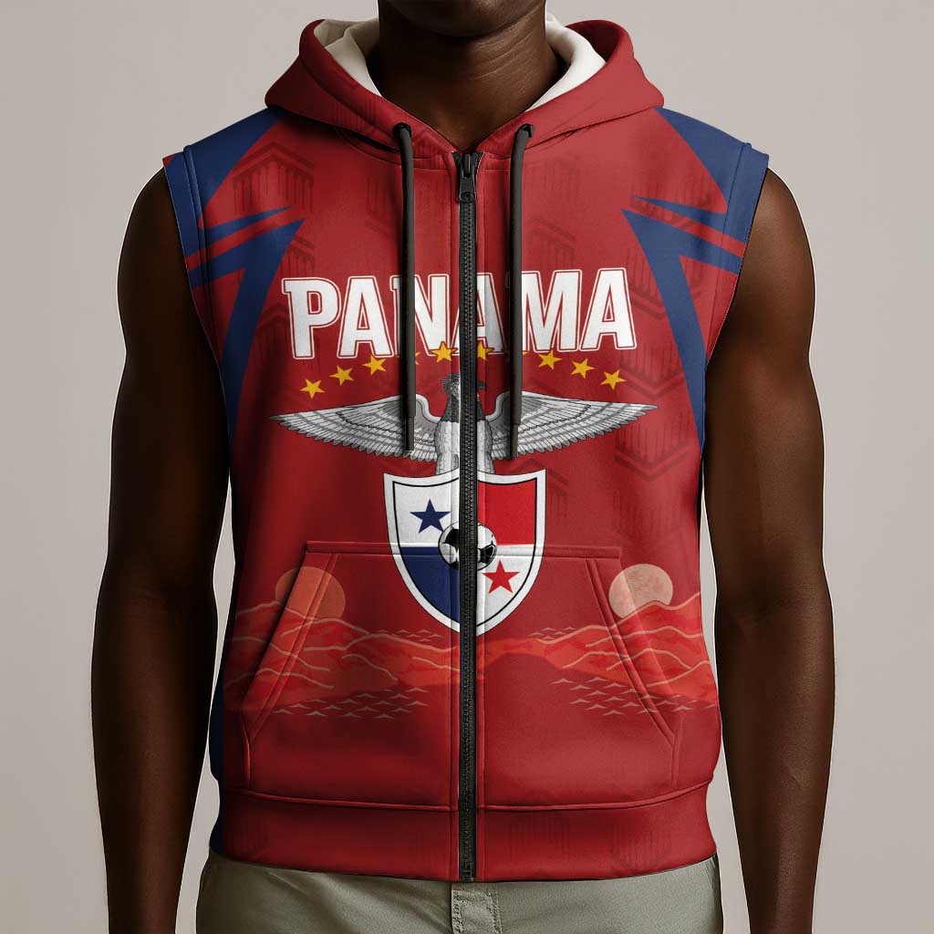 Afro-Panama Football 2026 Custom Sleeveless Zip Hoodie La Marea Roja Making History - Wonder Print Shop