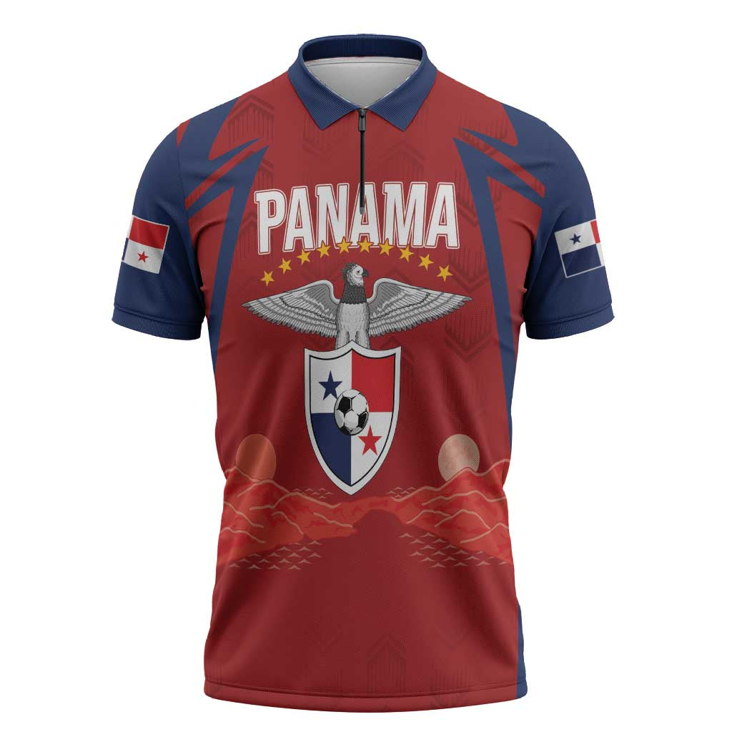 Afro-Panama Football 2026 Custom Zipper Polo Shirt La Marea Roja Making History - Wonder Print Shop