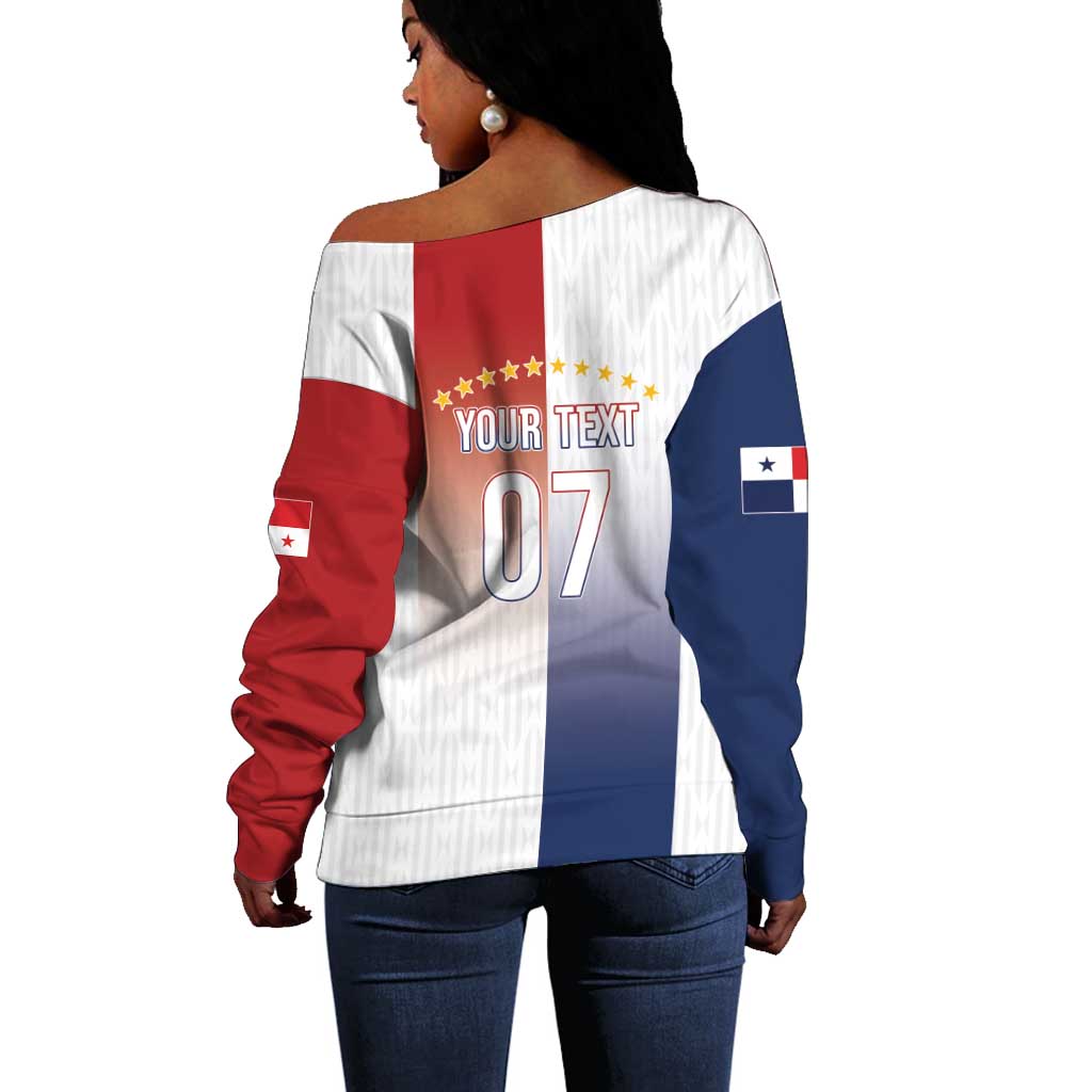 Afro-Panama Football Los Canaleros 2026 Custom Off Shoulder Sweater Rising Glory - Wonder Print Shop