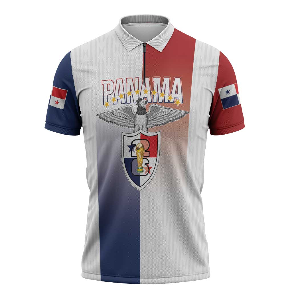 Afro-Panama Football Los Canaleros 2026 Custom Zipper Polo Shirt Rising Glory - Wonder Print Shop