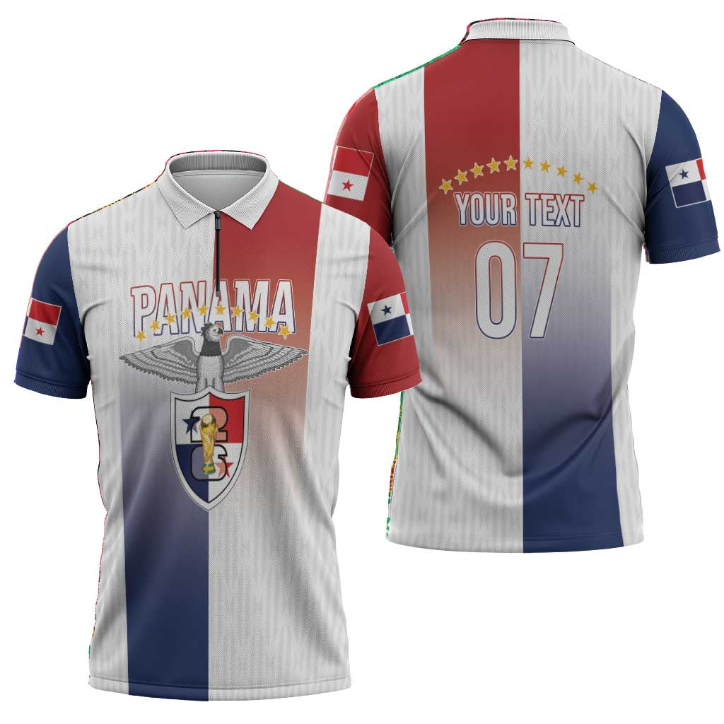 Afro-Panama Football Los Canaleros 2026 Custom Zipper Polo Shirt Rising Glory - Wonder Print Shop