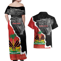 Personalized Haiti First Black Republic 1804 Couples Matching Off Shoulder Maxi Dress and Hawaiian Shirt Ayiti Citadel Laferriere