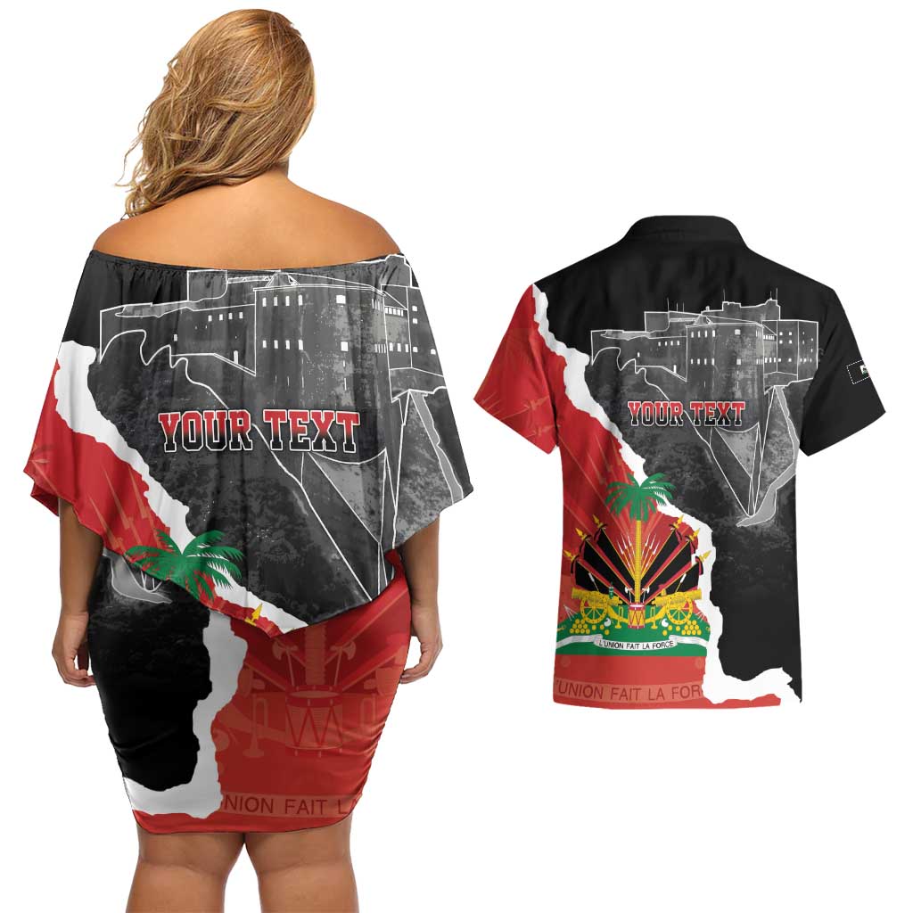 Personalized Haiti First Black Republic 1804 Couples Matching Off Shoulder Short Dress and Hawaiian Shirt Ayiti Citadel Laferriere