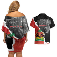 Personalized Haiti First Black Republic 1804 Couples Matching Off Shoulder Short Dress and Hawaiian Shirt Ayiti Citadel Laferriere