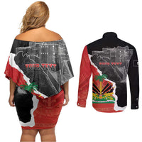 Personalized Haiti First Black Republic 1804 Couples Matching Off Shoulder Short Dress and Long Sleeve Button Shirt Ayiti Citadel Laferriere