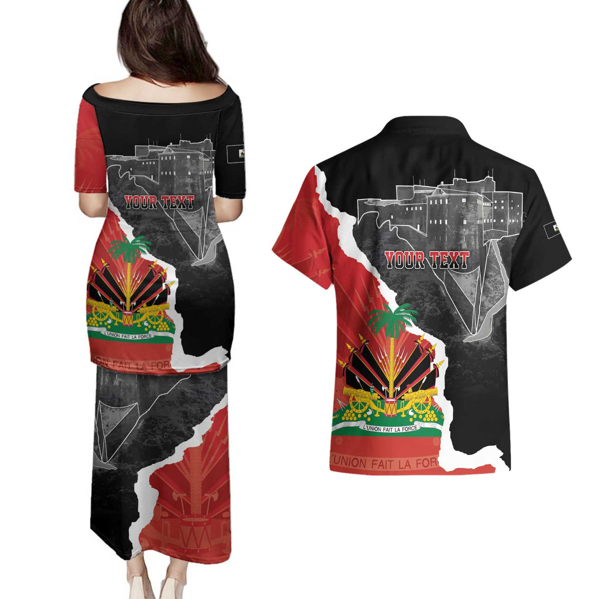 Personalized Haiti First Black Republic 1804 Couples Matching Puletasi and Hawaiian Shirt Ayiti Citadel Laferriere
