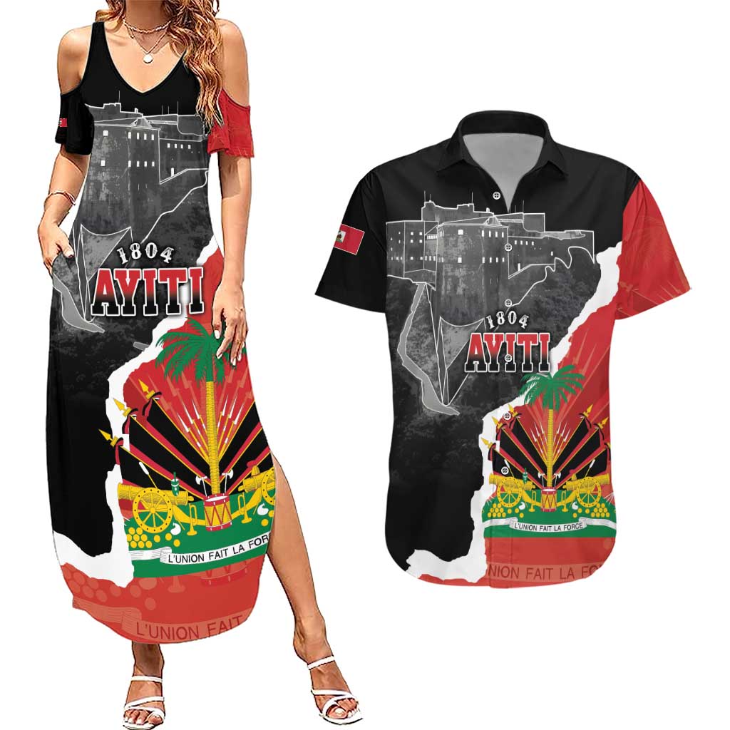 Personalized Haiti First Black Republic 1804 Couples Matching Summer Maxi Dress and Hawaiian Shirt Ayiti Citadel Laferriere