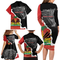 Personalized Haiti First Black Republic 1804 Family Matching Long Sleeve Bodycon Dress and Hawaiian Shirt Ayiti Citadel Laferriere