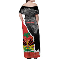 Personalized Haiti First Black Republic 1804 Family Matching Off Shoulder Maxi Dress and Hawaiian Shirt Ayiti Citadel Laferriere