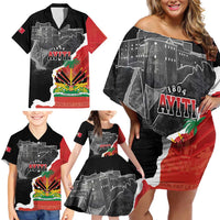 Personalized Haiti First Black Republic 1804 Family Matching Off Shoulder Short Dress and Hawaiian Shirt Ayiti Citadel Laferriere