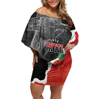 Personalized Haiti First Black Republic 1804 Family Matching Off Shoulder Short Dress and Hawaiian Shirt Ayiti Citadel Laferriere