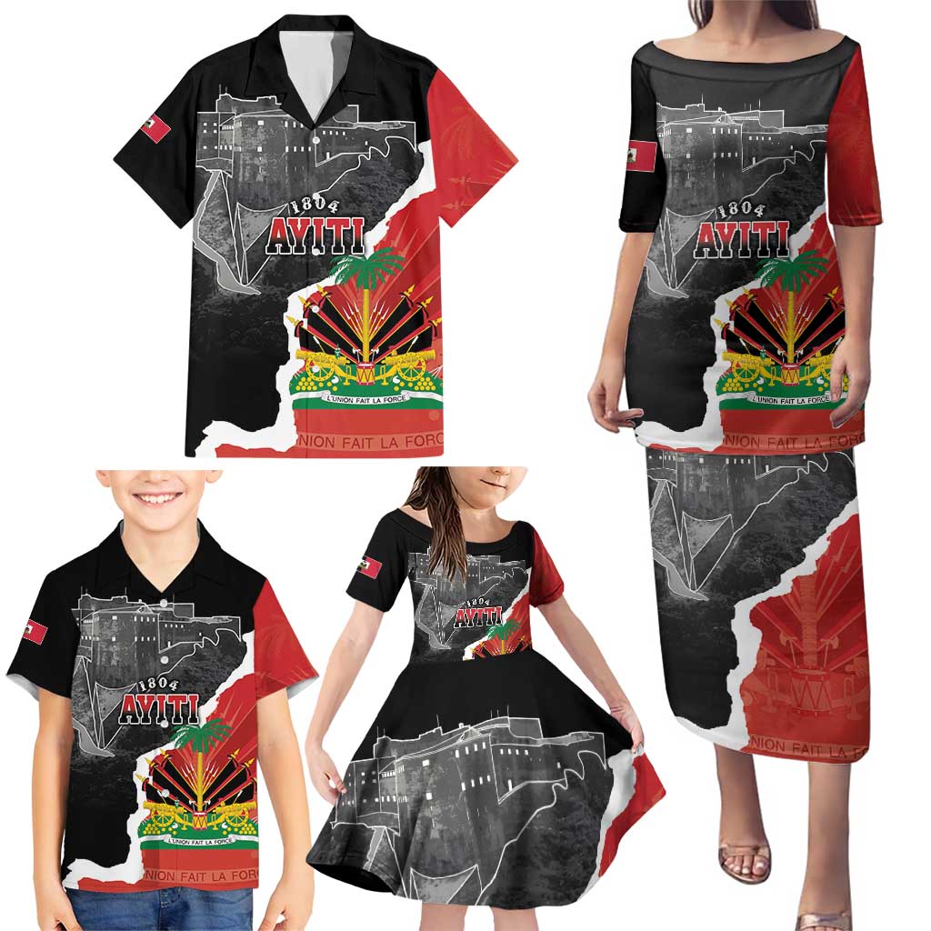 Personalized Haiti First Black Republic 1804 Family Matching Puletasi and Hawaiian Shirt Ayiti Citadel Laferriere