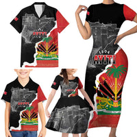 Personalized Haiti First Black Republic 1804 Family Matching Short Sleeve Bodycon Dress and Hawaiian Shirt Ayiti Citadel Laferriere