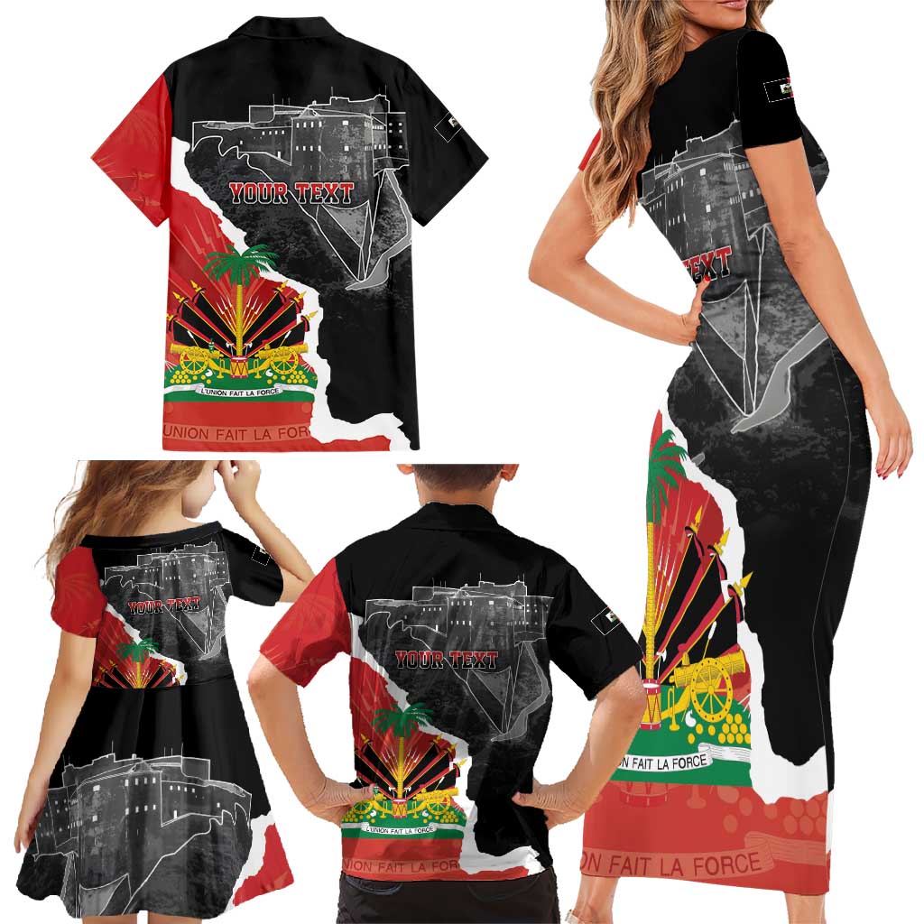 Personalized Haiti First Black Republic 1804 Family Matching Short Sleeve Bodycon Dress and Hawaiian Shirt Ayiti Citadel Laferriere