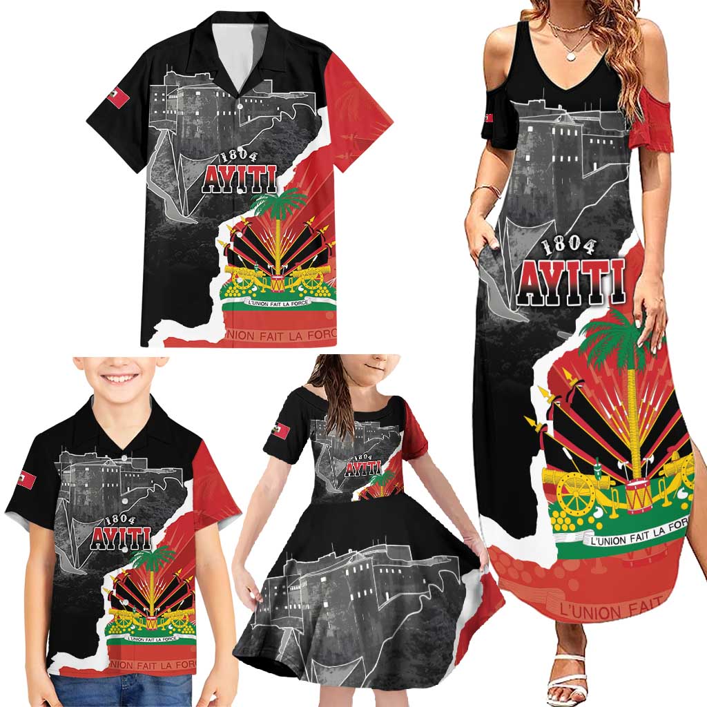 Personalized Haiti First Black Republic 1804 Family Matching Summer Maxi Dress and Hawaiian Shirt Ayiti Citadel Laferriere