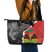 Personalized Haiti First Black Republic 1804 Leather Tote Bag Ayiti Citadel Laferriere