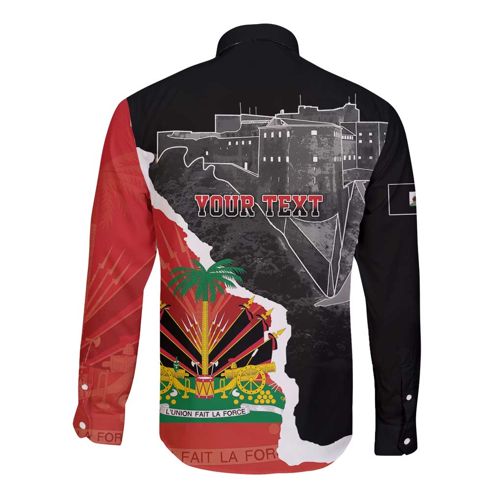 Personalized Haiti First Black Republic 1804 Long Sleeve Button Shirt Ayiti Citadel Laferriere