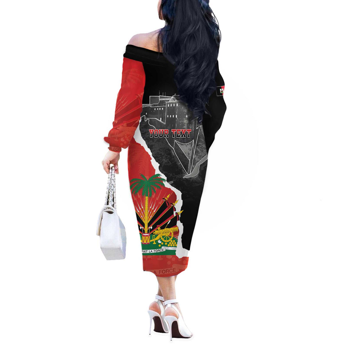 Personalized Haiti First Black Republic 1804 Off The Shoulder Long Sleeve Dress Ayiti Citadel Laferriere