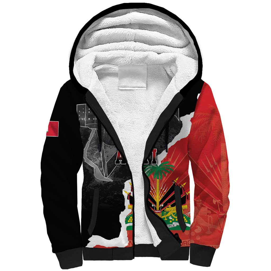 Personalized Haiti First Black Republic 1804 Sherpa Hoodie Ayiti Citadel Laferriere
