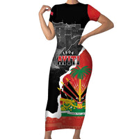 Personalized Haiti First Black Republic 1804 Short Sleeve Bodycon Dress Ayiti Citadel Laferriere