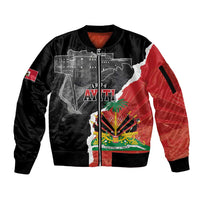Personalized Haiti First Black Republic 1804 Sleeve Zip Bomber Jacket Ayiti Citadel Laferriere