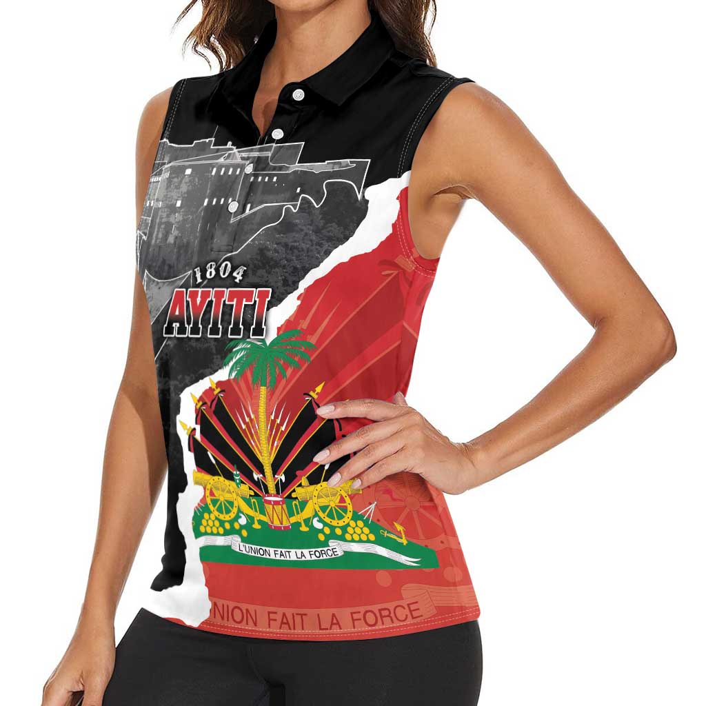 Personalized Haiti First Black Republic 1804 Women Sleeveless Polo Shirt Ayiti Citadel Laferriere