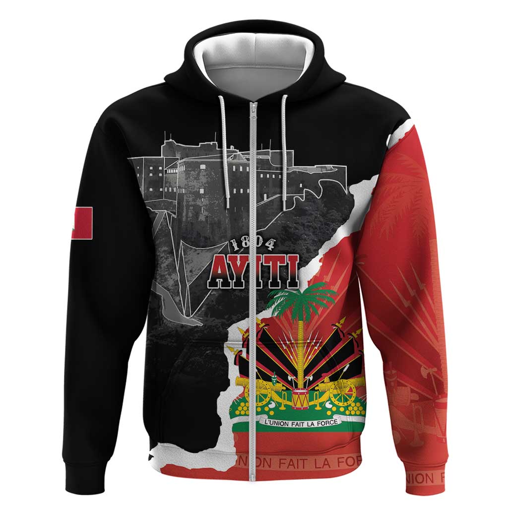 Personalized Haiti First Black Republic 1804 Zip Hoodie Ayiti Citadel Laferriere