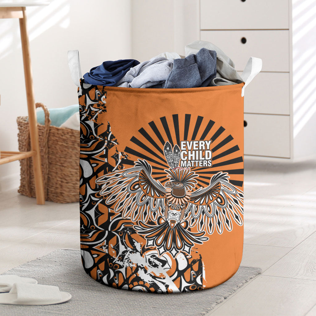 Canada Indigenous Orange Laundry Basket Haida Art Thunder Bird
