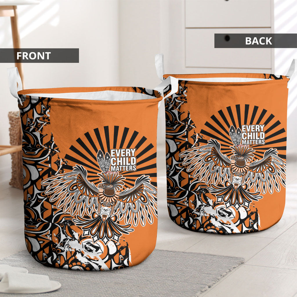 Canada Indigenous Orange Laundry Basket Haida Art Thunder Bird