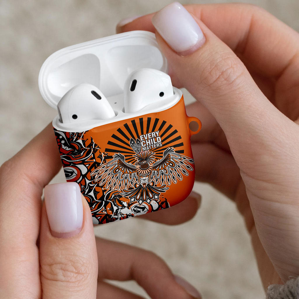 Canada Indigenous Orange AirPods Case Haida Art Thunder Bird