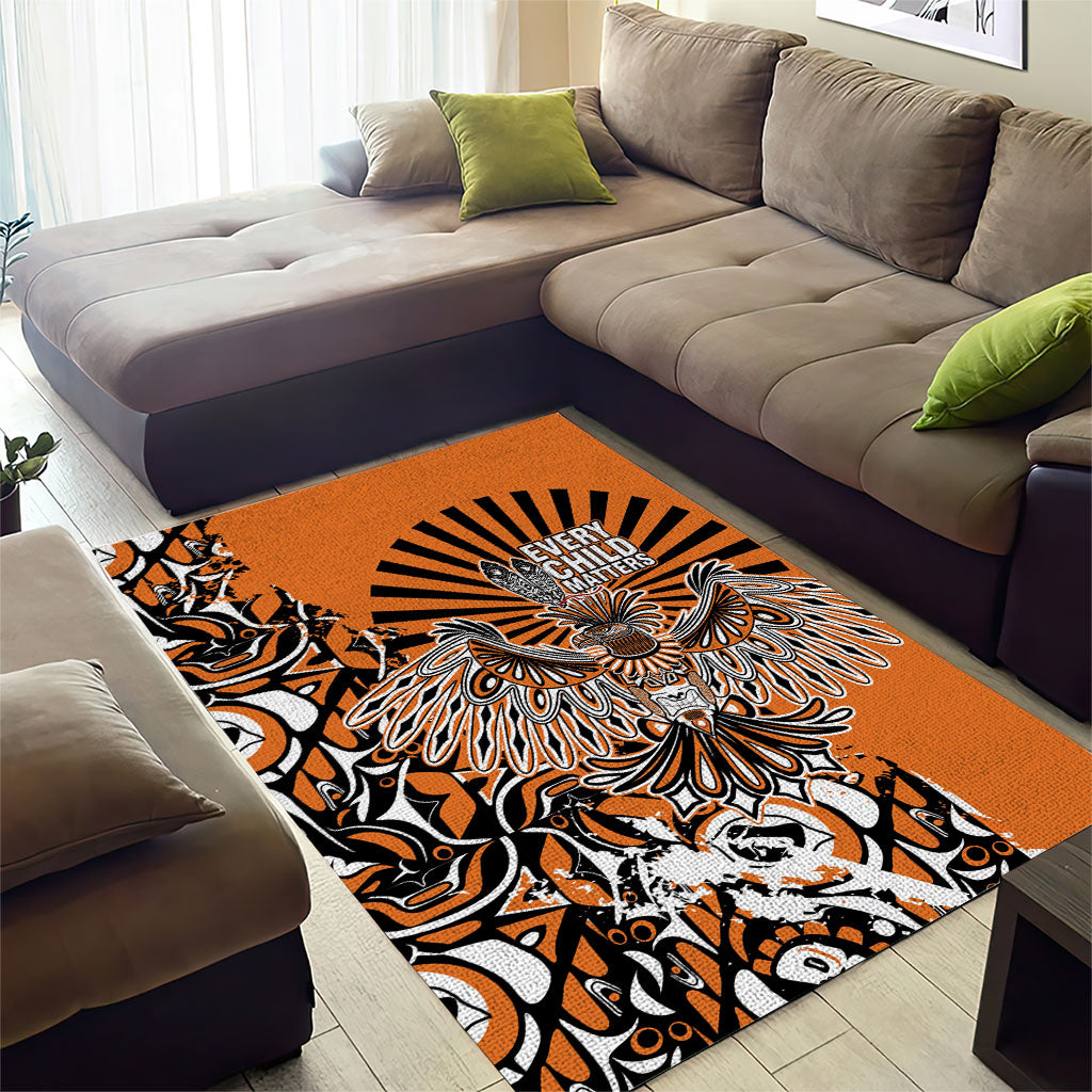 Canada Indigenous Orange Area Rug Haida Art Thunder Bird