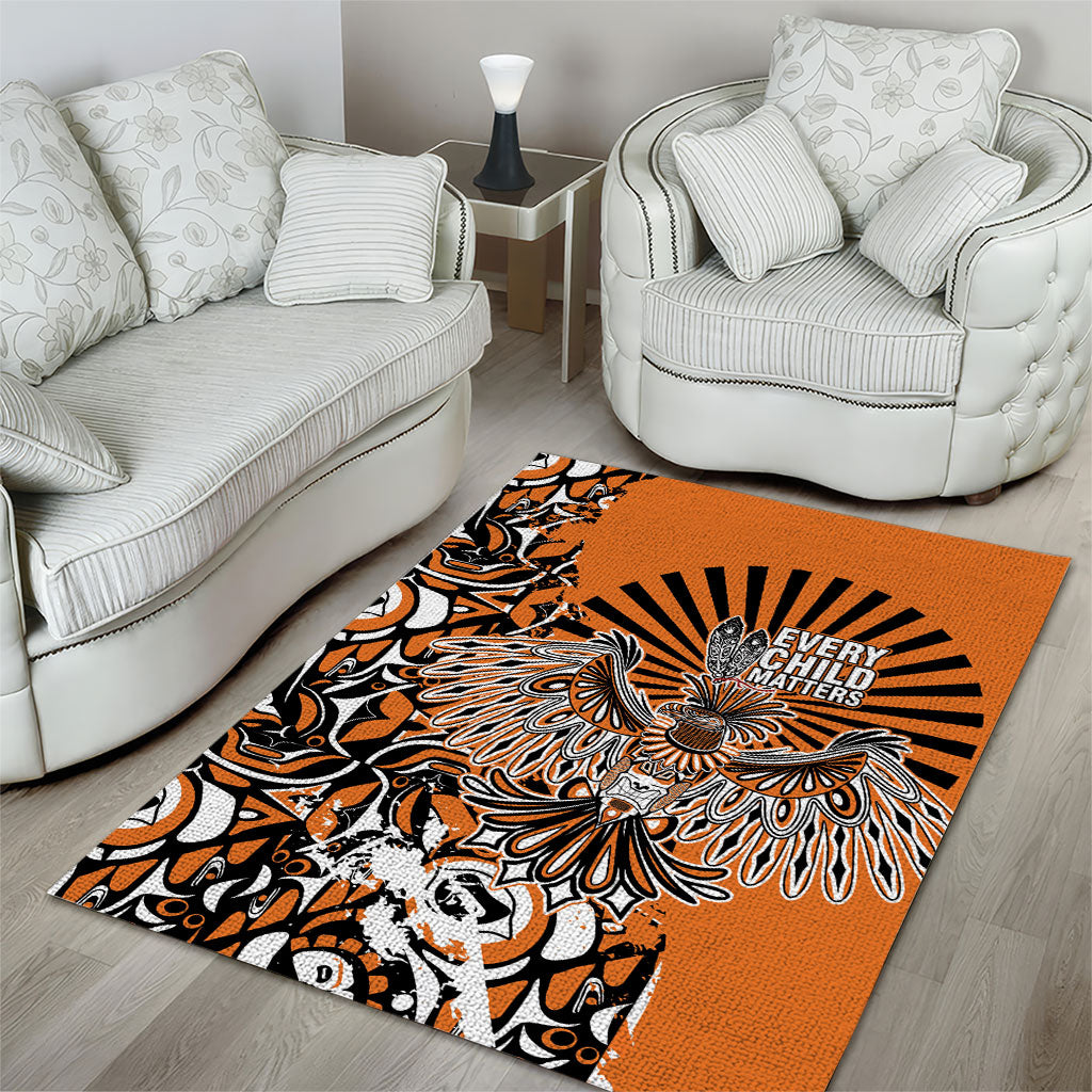 Canada Indigenous Orange Area Rug Haida Art Thunder Bird