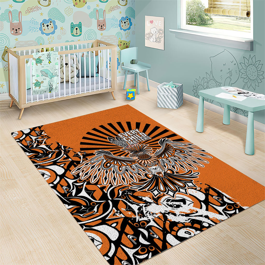 Canada Indigenous Orange Area Rug Haida Art Thunder Bird