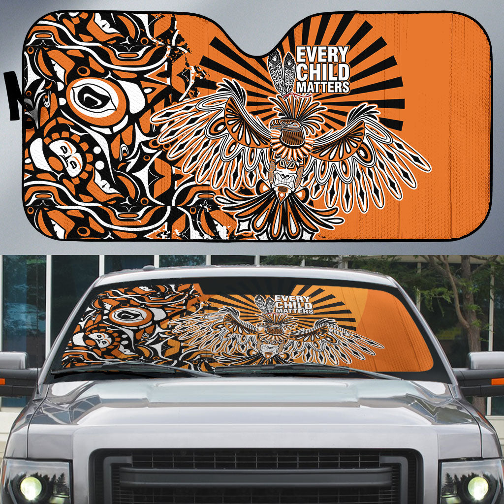 Canada Indigenous Orange Auto Sun Shade Haida Art Thunder Bird