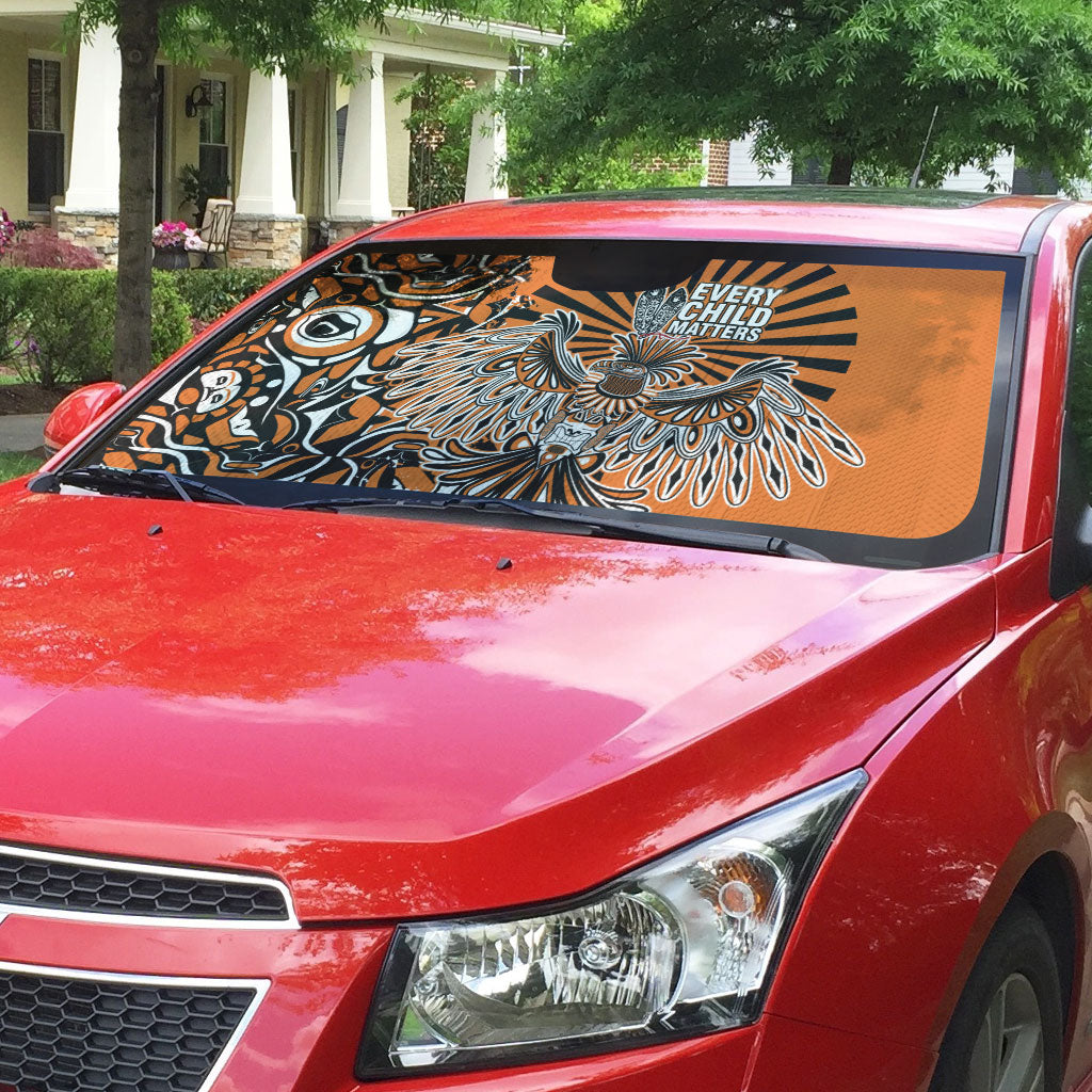 Canada Indigenous Orange Auto Sun Shade Haida Art Thunder Bird