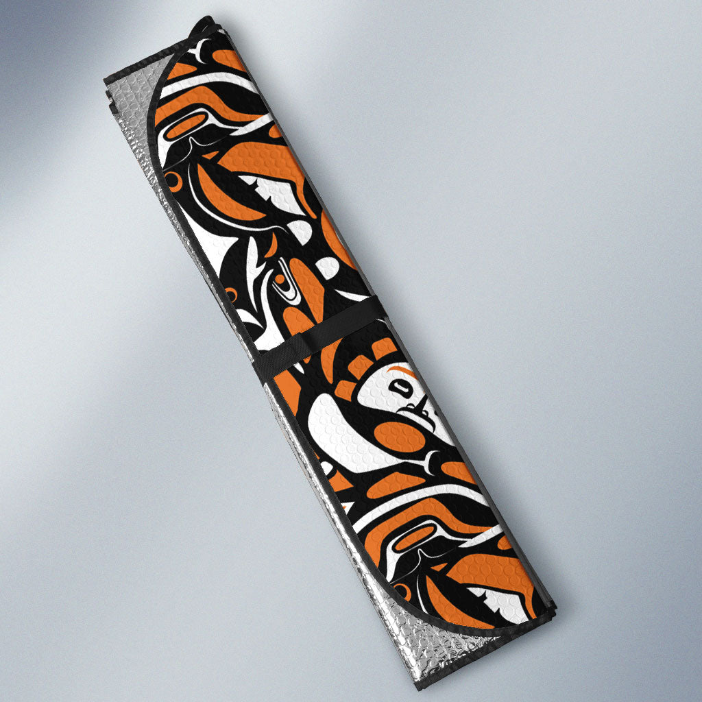 Canada Indigenous Orange Auto Sun Shade Haida Art Thunder Bird