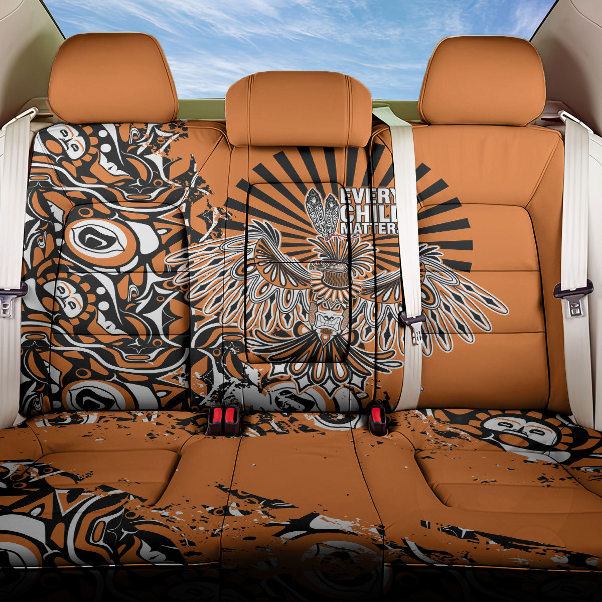 Canada Indigenous Orange Back Car Seat Cover Haida Art Thunder Bird
