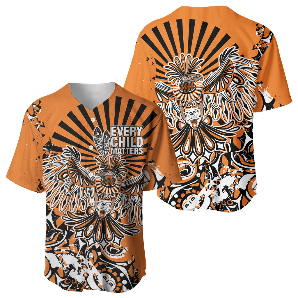 Canada Indigenous Orange Baseball Jersey Haida Art Thunder Bird