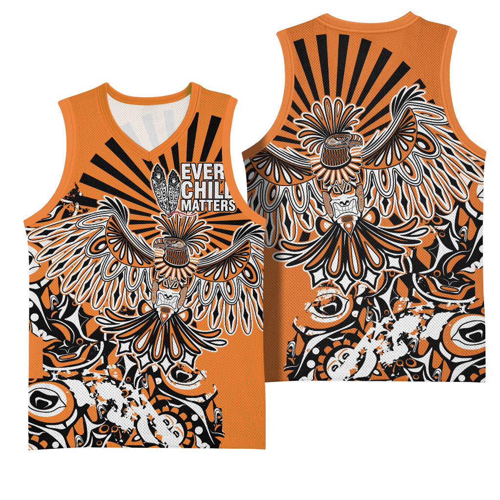 Canada Indigenous Orange Basketball Jersey Haida Art Thunder Bird