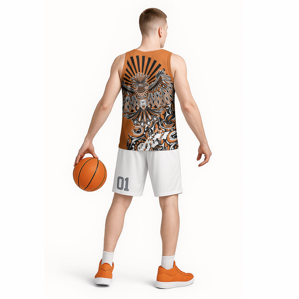 Canada Indigenous Orange Basketball Jersey Haida Art Thunder Bird