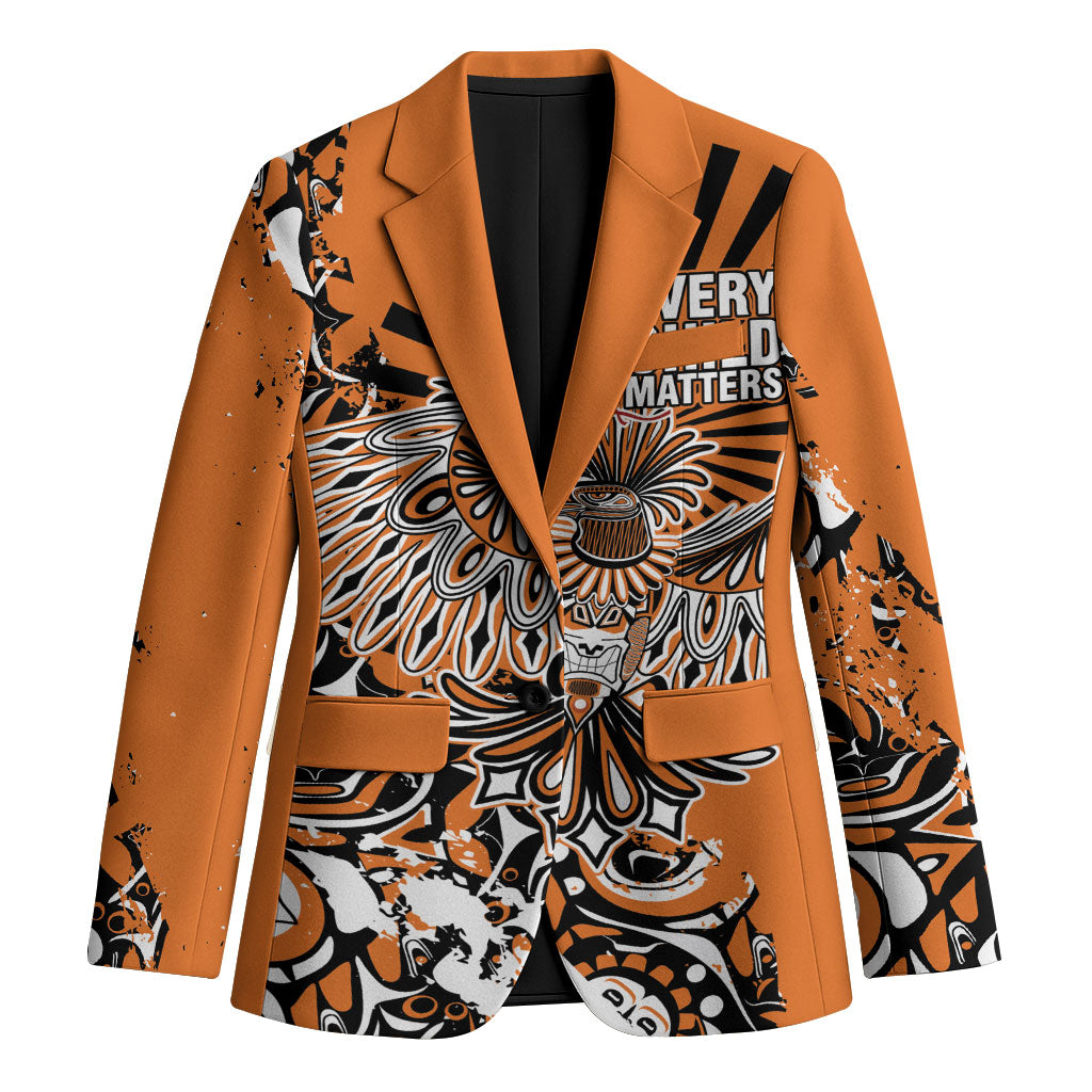 Canada Indigenous Orange Blazer Haida Art Thunder Bird