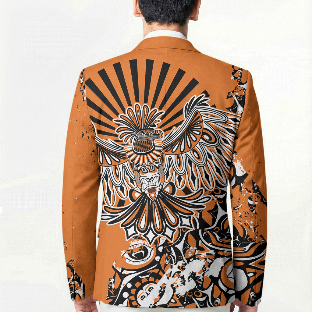 Canada Indigenous Orange Blazer Haida Art Thunder Bird